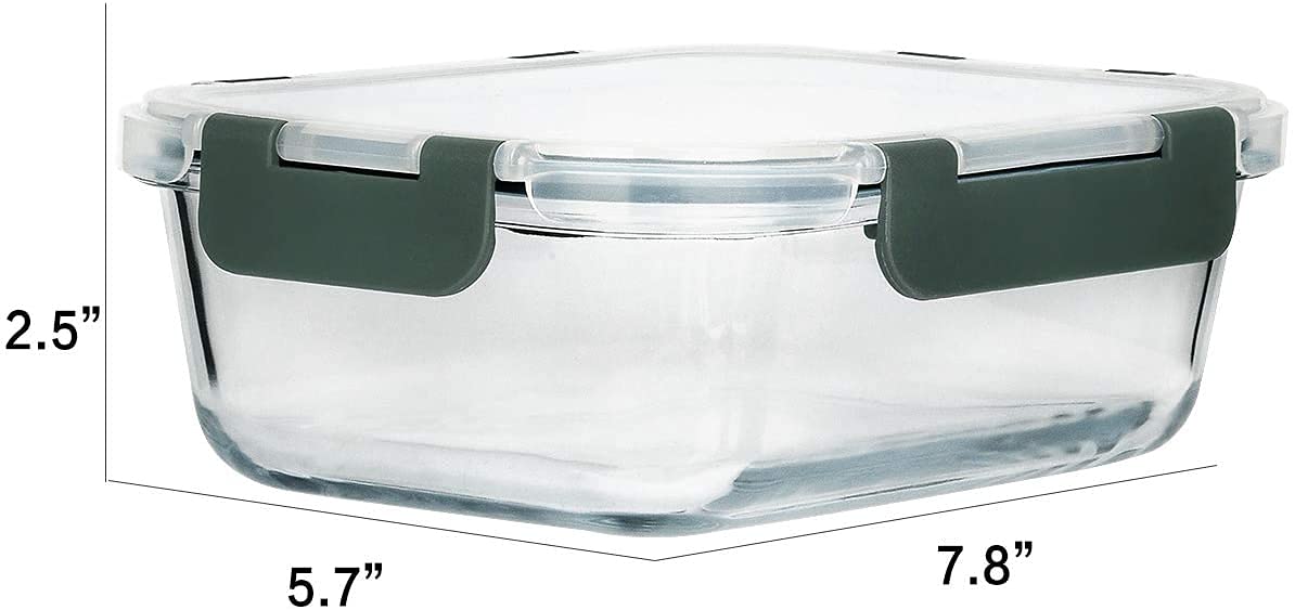 G2J BROTHERS 3 Piece Glass Meal Prep Containers, Food Storage Lunch Containers With Lids, Microwave, Oven, Freezer And Dishwashe